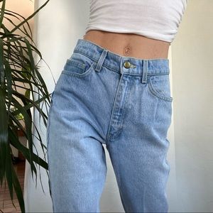 American Apparel light wash high waisted cropped mom jeans size 26
